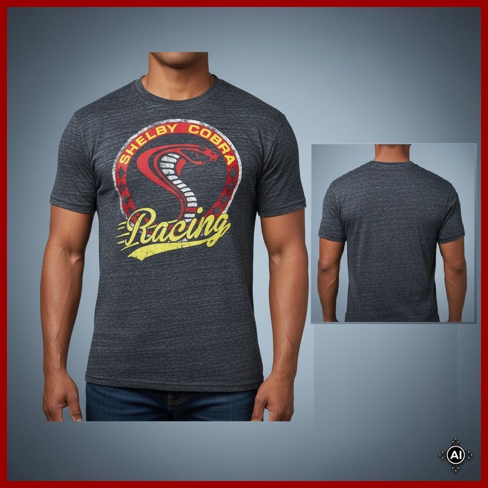 Shelby Cobra Racing T-Shirt Men's Graphic Tee Classic Car Automotive Logo‎